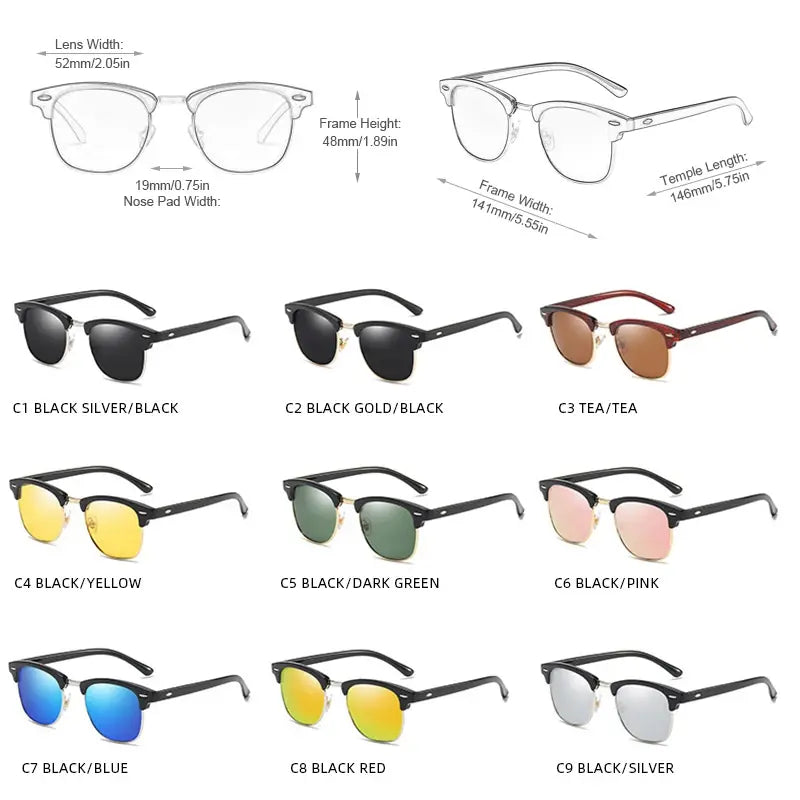 “Classic Polarized Half Frame Fashion Sunglasses”