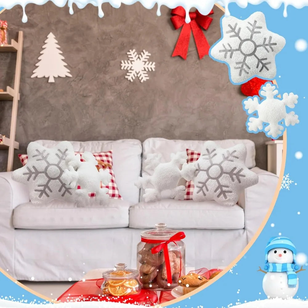 Set of 4 Christmas Snowflake Throw Pillows -