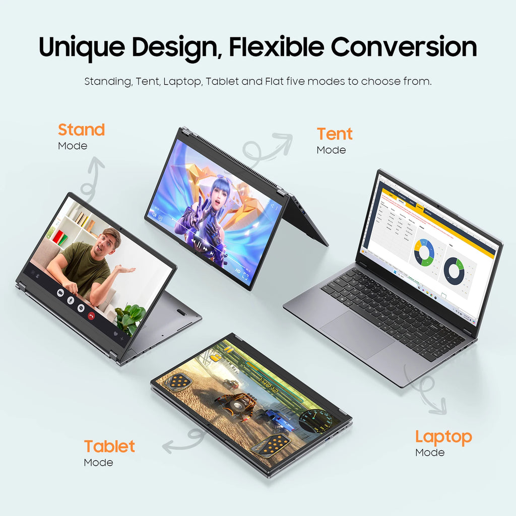 2 in 1 Laptop Computer,15.6" 16GB 512GB Touchscreen ,