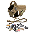 Military Large Dog Harness Collar Leash Bags Patches