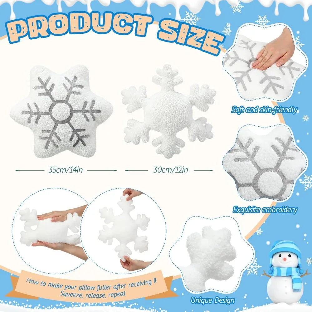 Set of 4 Christmas Snowflake Throw Pillows -