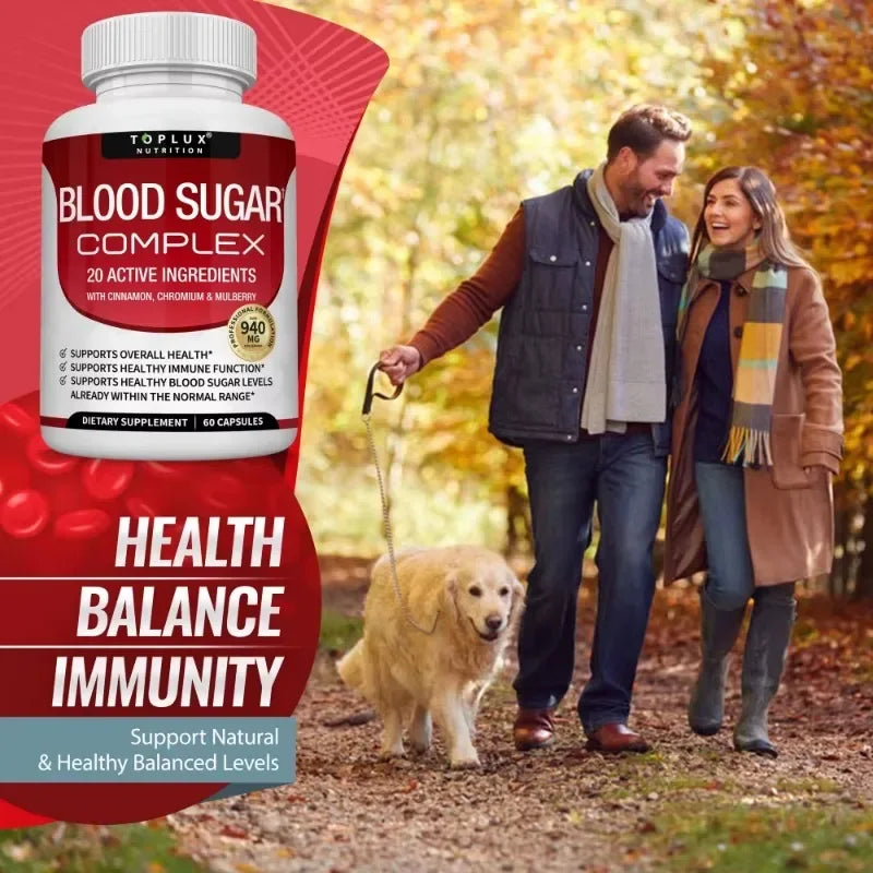 Blood Sugar Complex Overall Health and Immune System Supplement, 60 Capsules