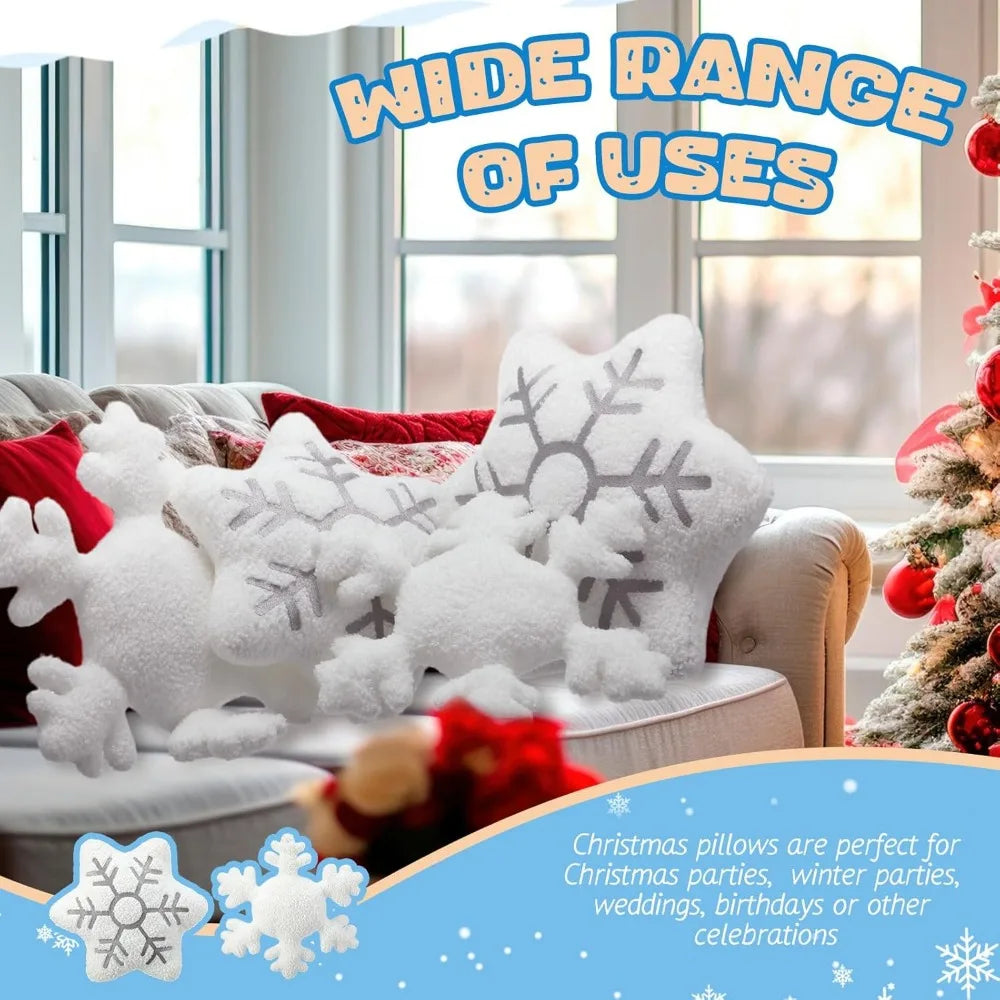 Set of 4 Christmas Snowflake Throw Pillows -