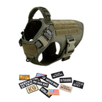 Military Large Dog Harness Collar Leash Bags Patches