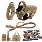 Military Large Dog Harness Collar Leash Bags Patches