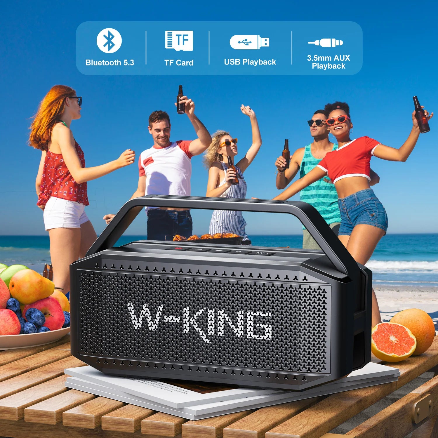 W-KING 100W Peak 60W RMS Deep Bass Bluetooth