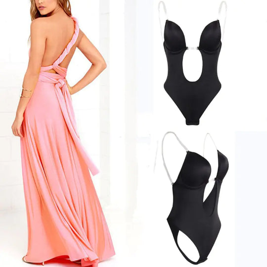 “Plunge Backless Thong Bodysuit Shaper”