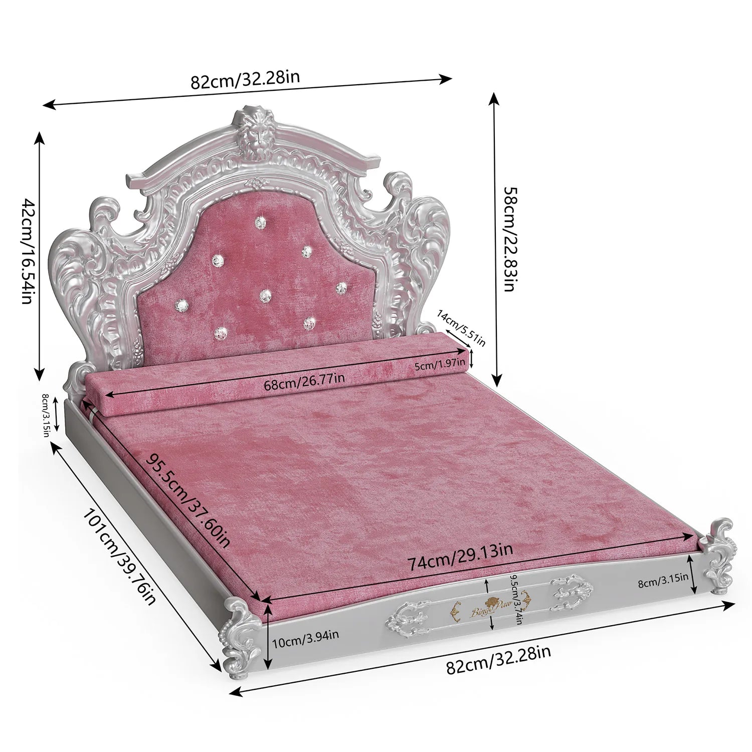 Luxury Pet Bed with Headboard,