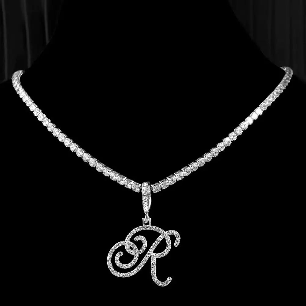 "Faux Diamond Initial Necklace"