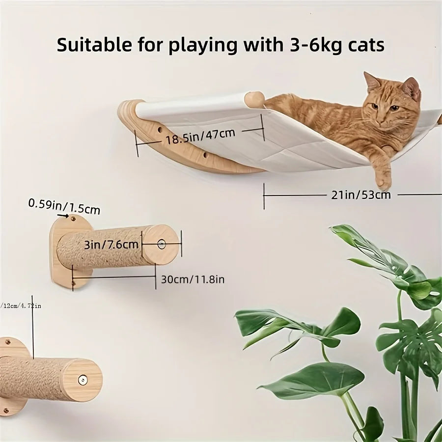 Solid wood cat wall