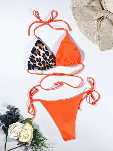 “Ellolace Sheba Leopard Print Tie Bikini”