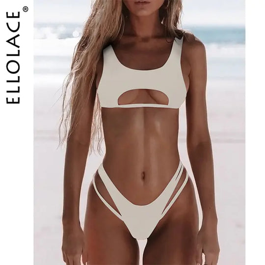 “Ellolace Sharday Hollow Out Micro Bikini”