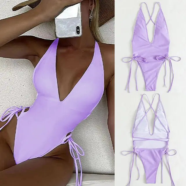 "London Lace-Up Swimsuit"