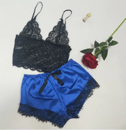 “Sweet Dreams Lace and Satin Shorts Set”