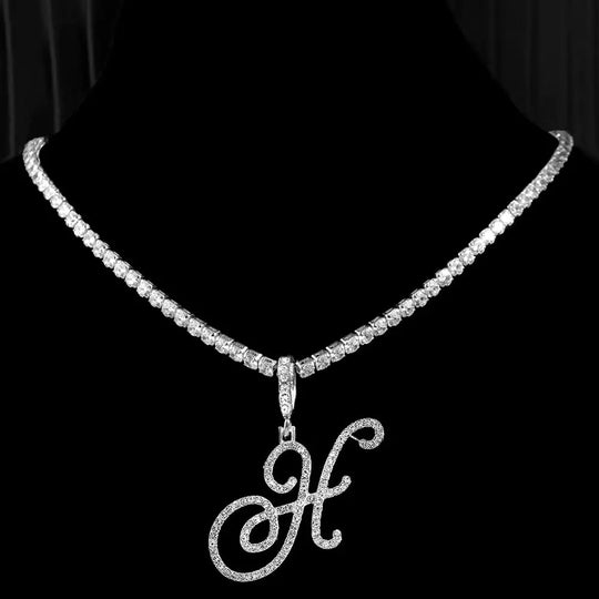 "Faux Diamond Initial Necklace"