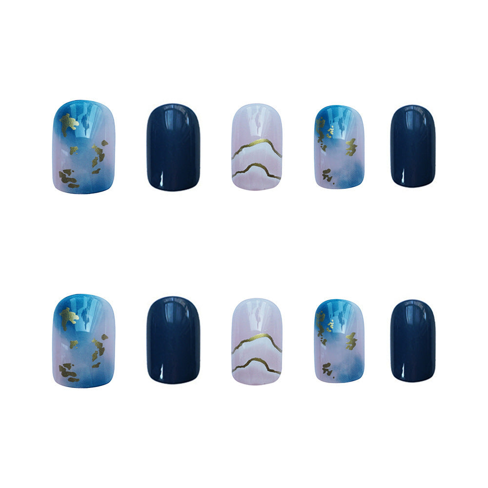 “Down by the Sea Short Square Tip False Nails”