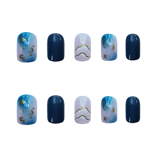 “Down by the Sea Short Square Tip False Nails”