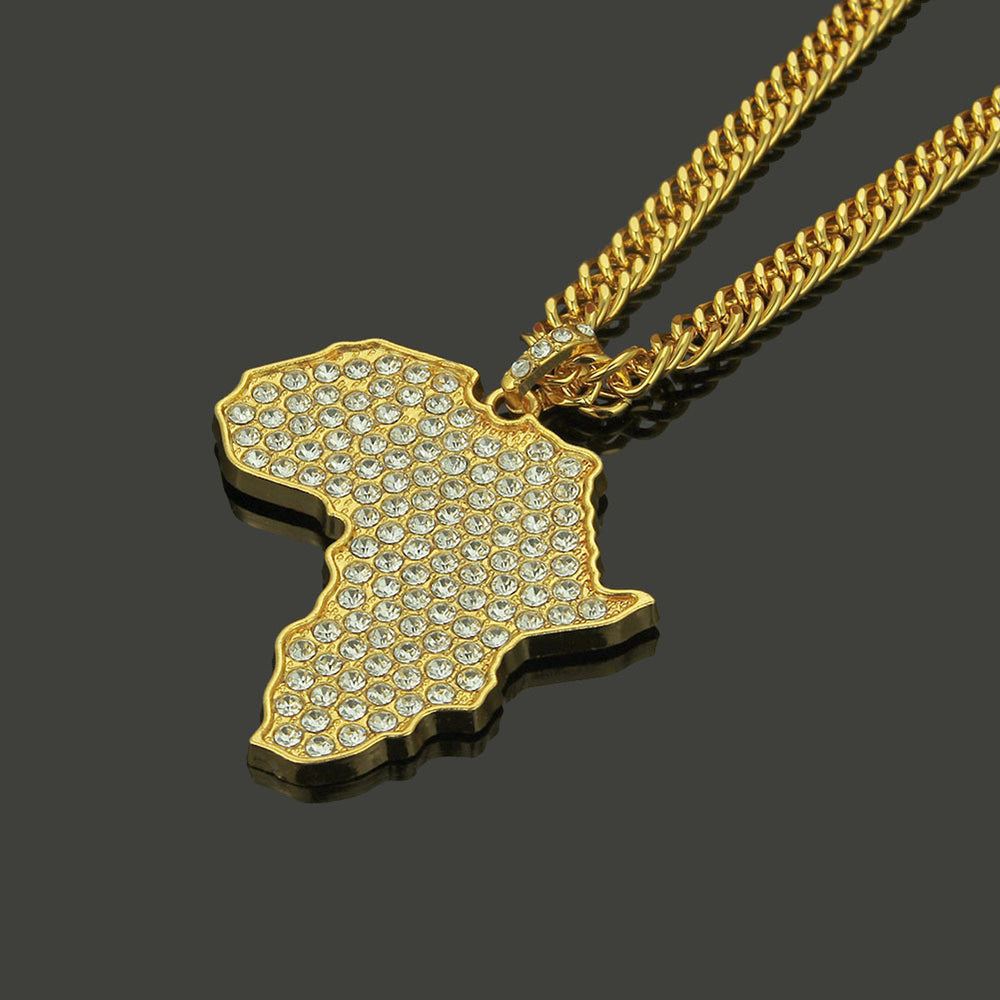 “Map of Africa Gold Alloy Pendant Fashion Necklace”