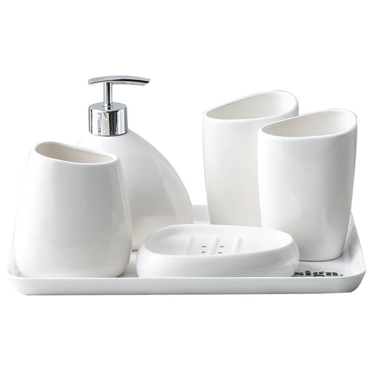 “Hotel Aesthetic 5 Piece Ceramic Bathroom Set”