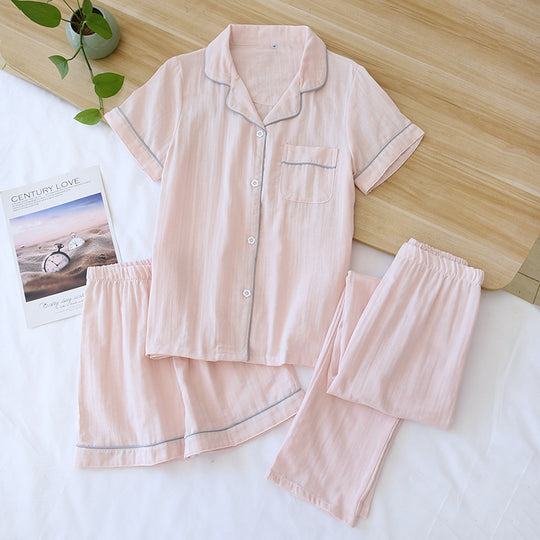 “Gauze Cotton 3 Piece Pajama Shorts Set”