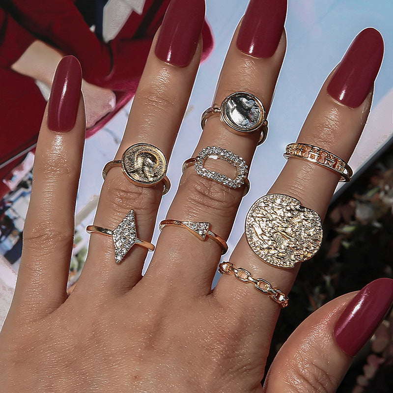 “8 Piece Two Toned Alloy Fashion Rings”