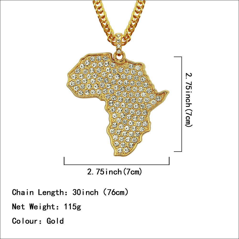 “Map of Africa Gold Alloy Pendant Fashion Necklace”