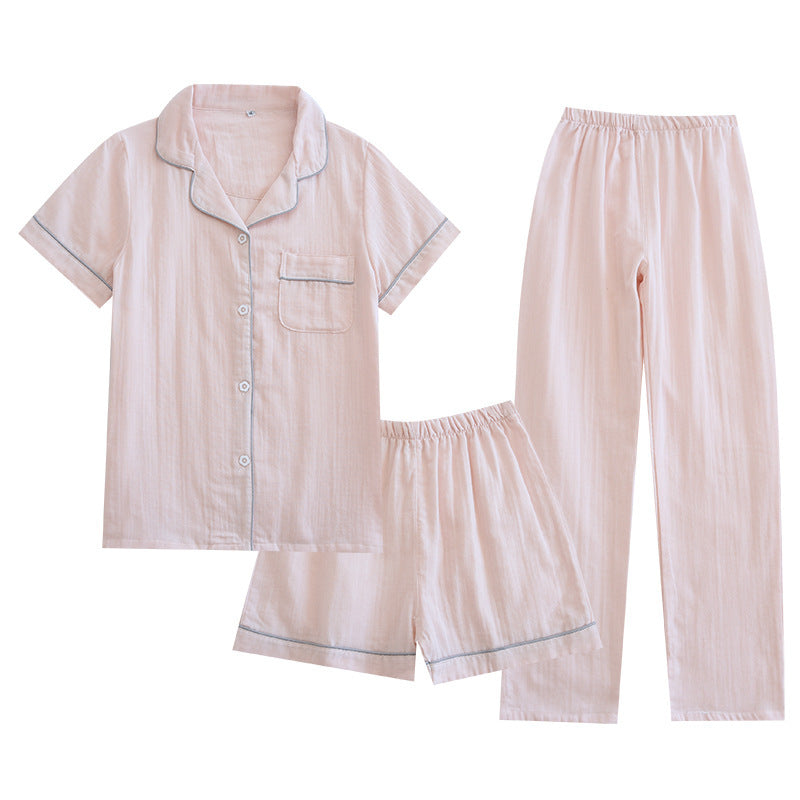 “Gauze Cotton 3 Piece Pajama Shorts Set”