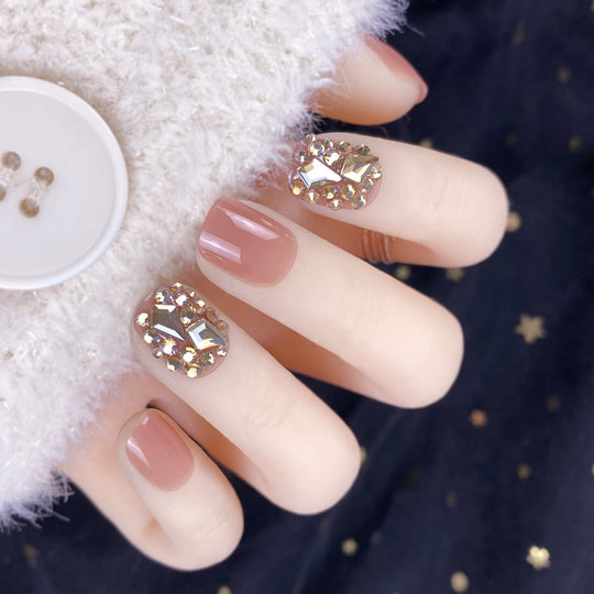 “Gold Lights 24 Piece Square Short Fashion Nail Set”