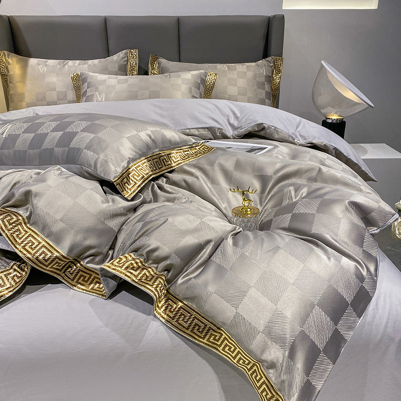 "Greco-Roman Checkers Satin Comforter Set"