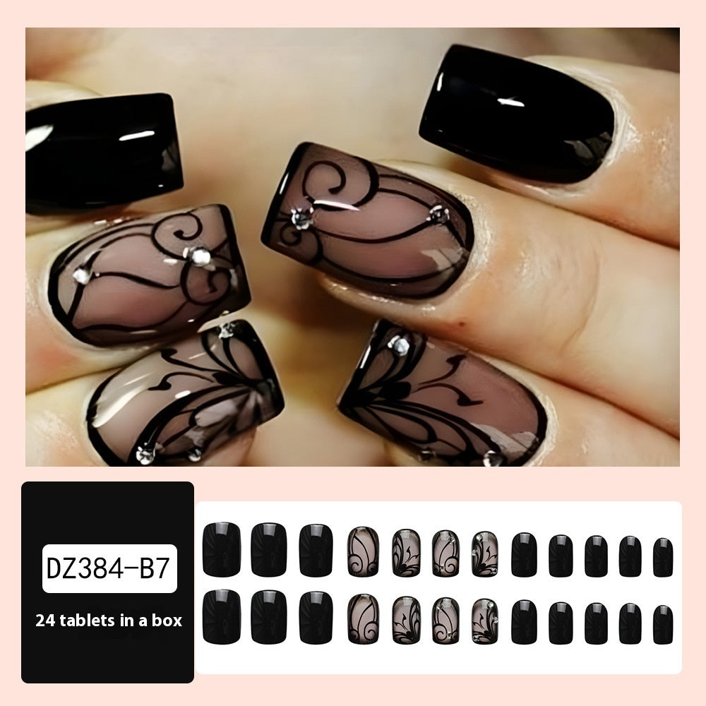 “Elegant Vines Short Square 24 Piece Fashion Nail Set”