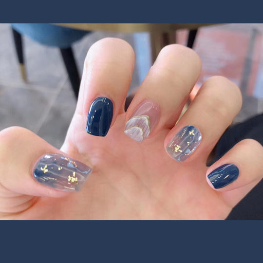 “Down by the Sea Short Square Tip False Nails”