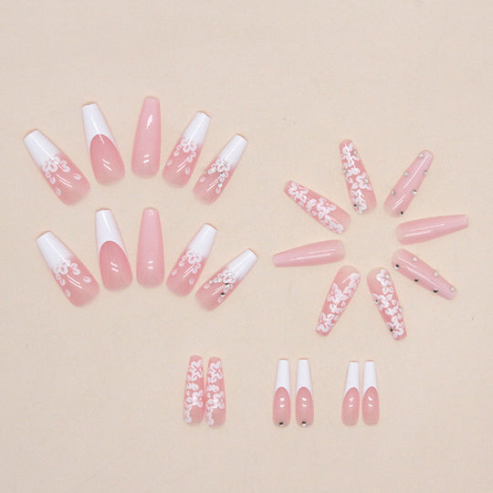 “French Flowers 24 Piece XL Square Fashion Nails”