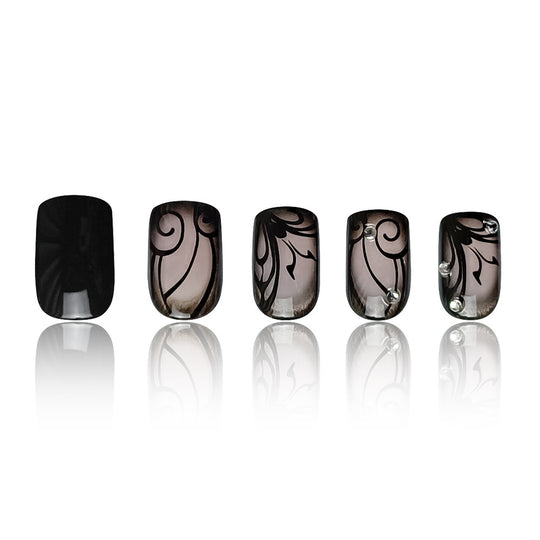 “Elegant Vines Short Square 24 Piece Fashion Nail Set”