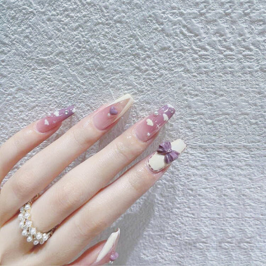 “Milk and Flowers 24 Piece Long Ballet Fashion Nails”