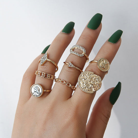 “8 Piece Two Toned Alloy Fashion Rings”