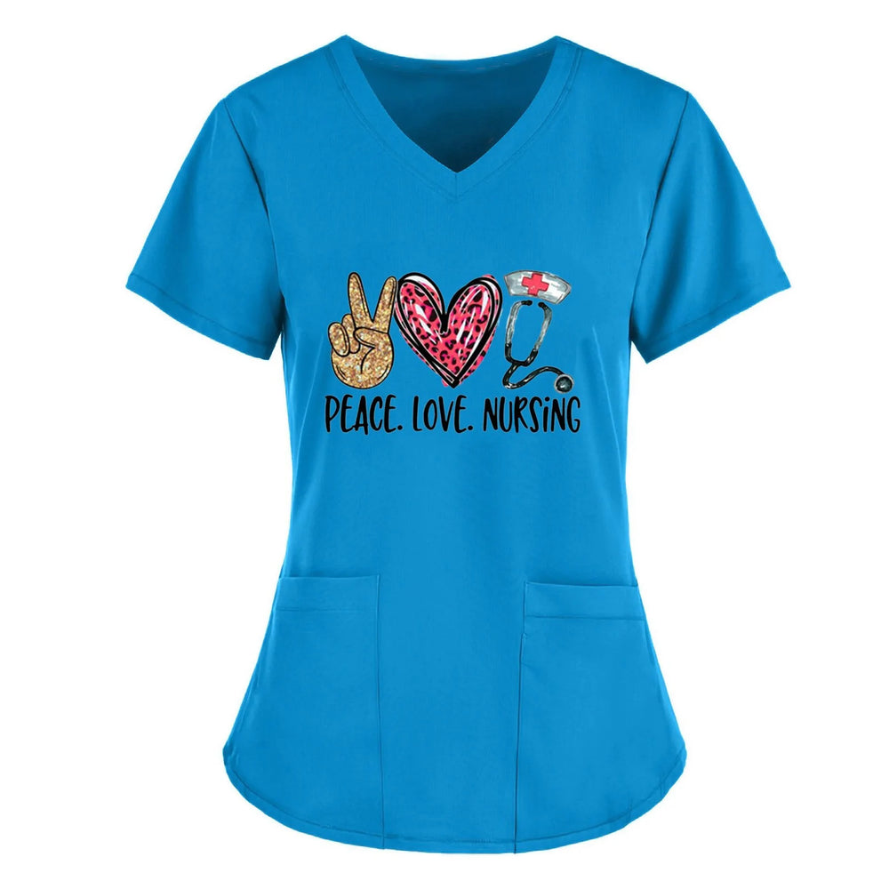 “Peace Love Nursing Medical Scrub Top”