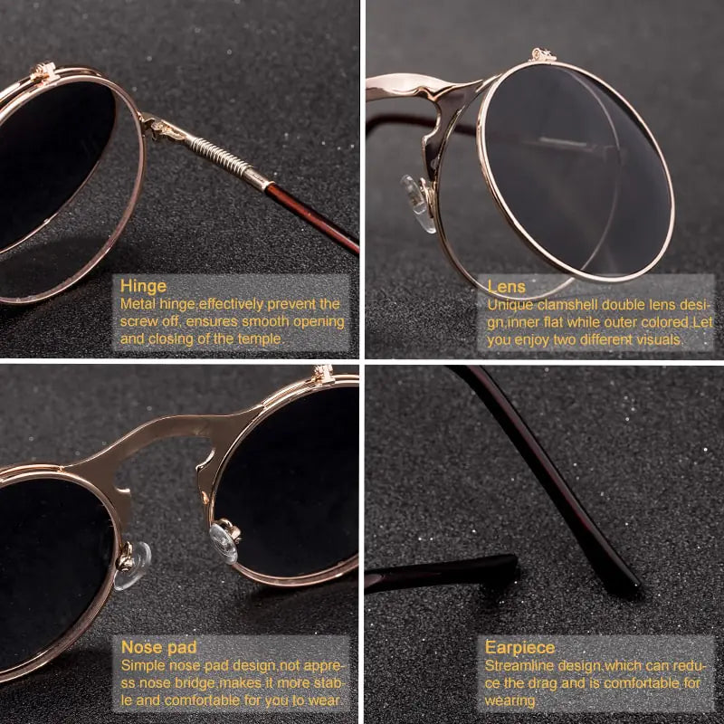 “Vintage Steampunk Flip Fashion Sunglasses”