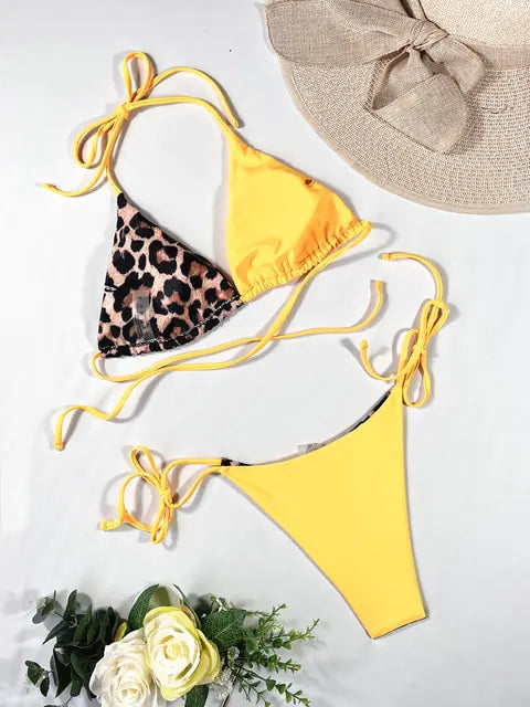 “Ellolace Sheba Leopard Print Tie Bikini”