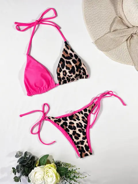 “Ellolace Sheba Leopard Print Tie Bikini”