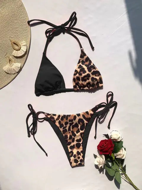 “Ellolace Sheba Leopard Print Tie Bikini”