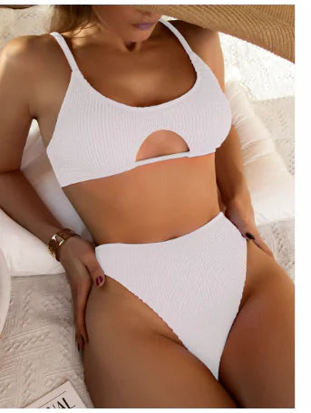 "Katrina Ribbed Cutout Bikini Set"