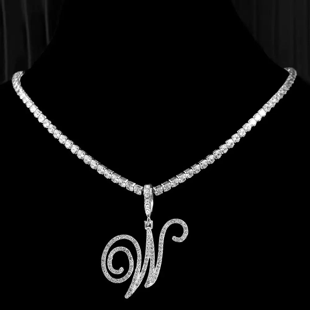 "Faux Diamond Initial Necklace"