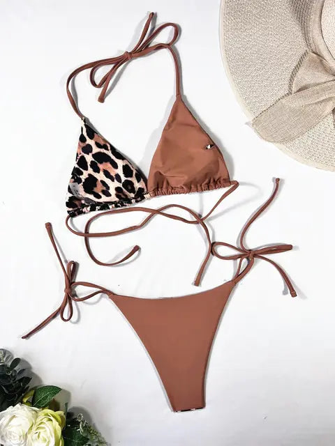 “Ellolace Sheba Leopard Print Tie Bikini”