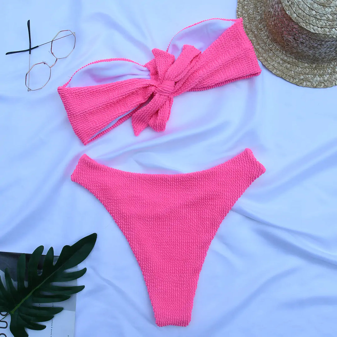 "Jules Bandeau High Leg Bikini Set"