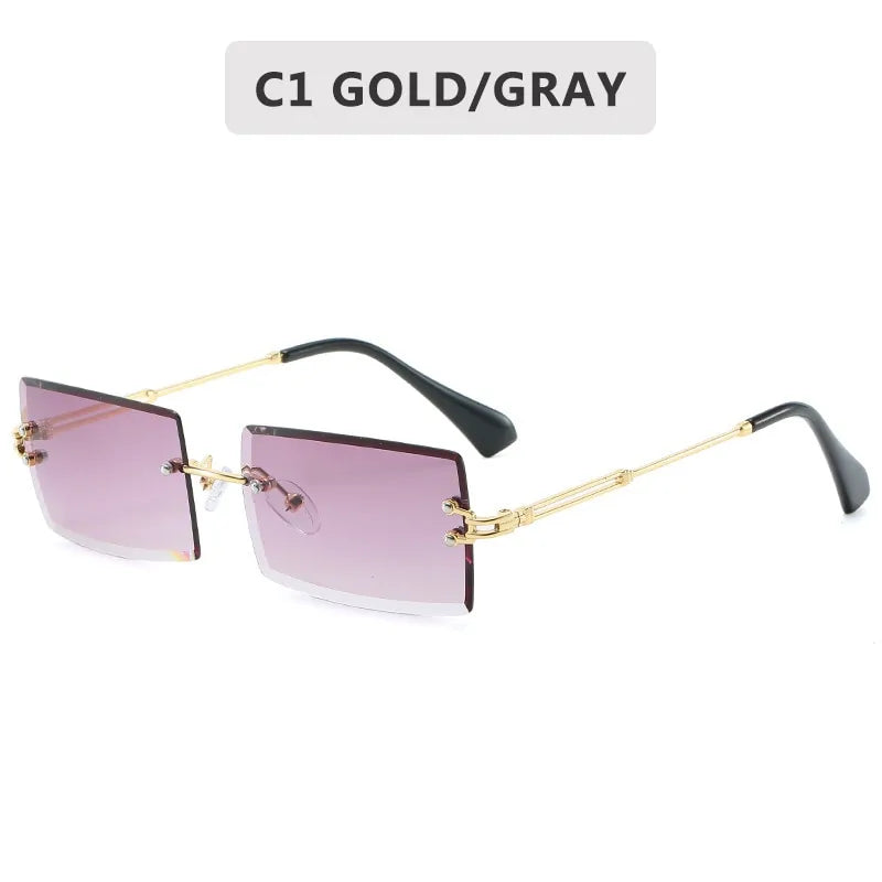 "Rectangular Rimless Fashion Sunglasses"