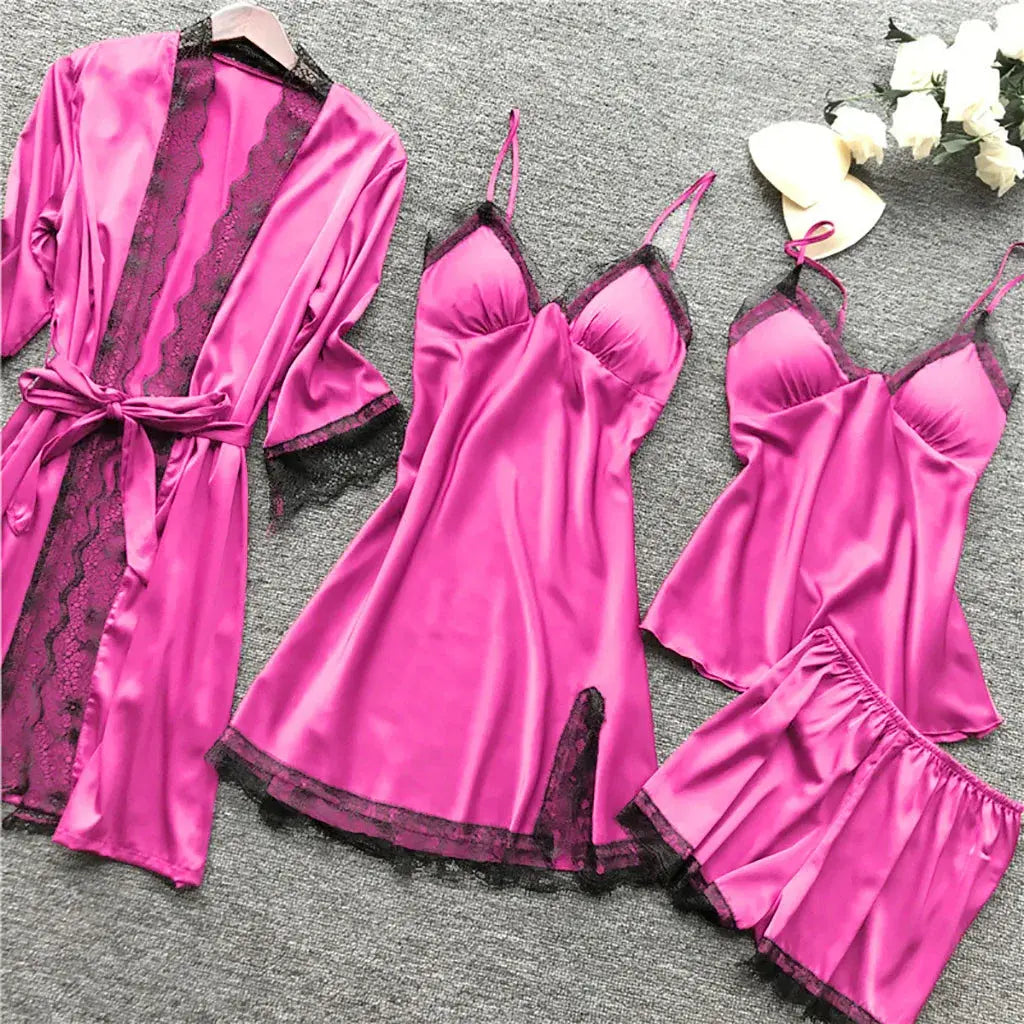 “4 Piece Satin Lingerie Set”