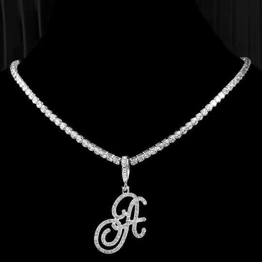 "Faux Diamond Initial Necklace"