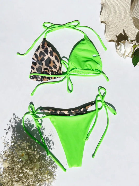 “Ellolace Sheba Leopard Print Tie Bikini”