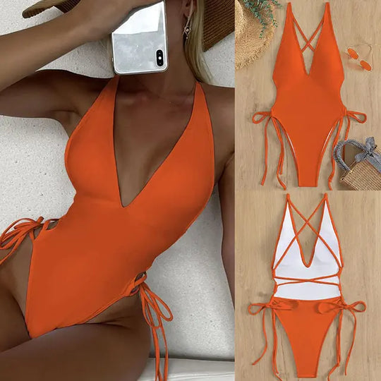 "London Lace-Up Swimsuit"