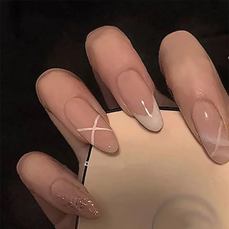 24Pcs Khaki Pure Color Frosted Ballet Matte Fake Nails Press on Wearable Detachable Nail Tip Long Full Cover for Girl Fake Nail